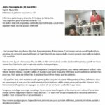 Communiqué de presse l'Aisne Nouvelle du 30 mai 2022 parlant du Centre Hospitalier de Saint-Quentin, infirmiers et patients exposent au 115